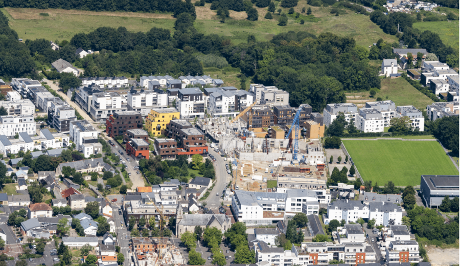 Le secteur du Centre-Bourg, vu du ciel @ Valéry Joncheray