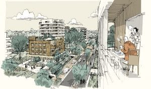 Vue du futur quartier du Champ de Manœuvre © Atelier Georges© Atelier George