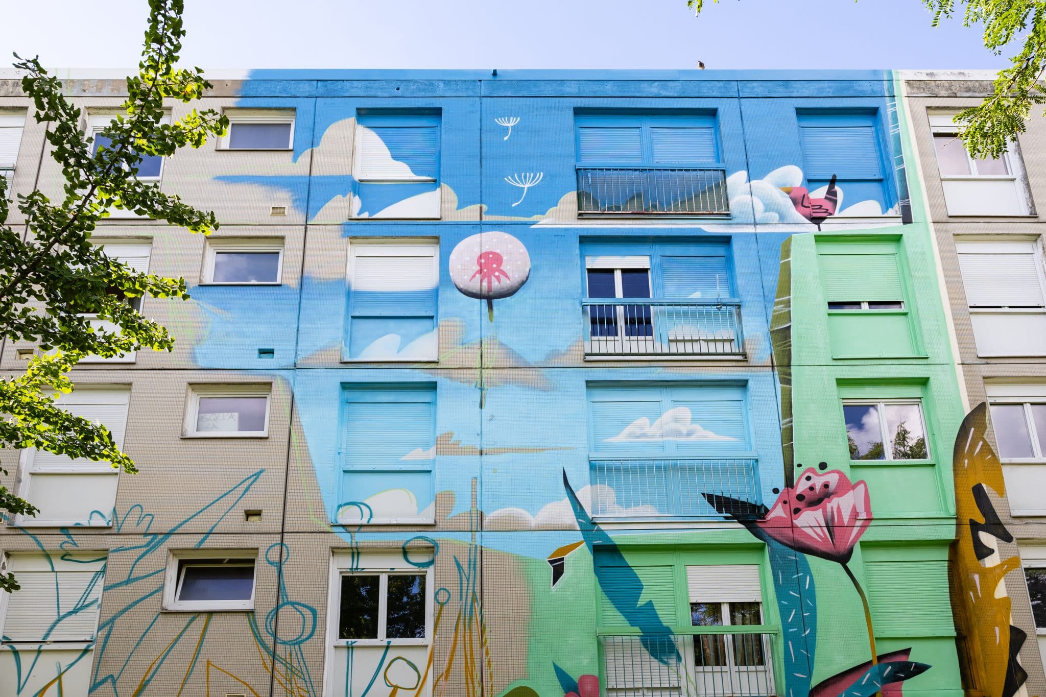 Quartier Bottière Pin Sec, une grande fresque dans le square Souillarderie © Jean-Félix Fayolle