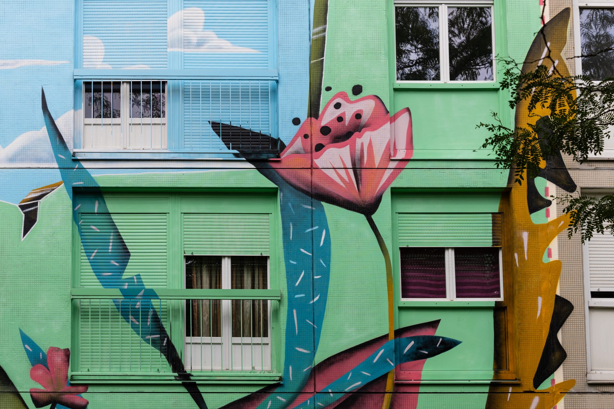 Quartier Bottière Pin Sec, une grande fresque dans le square Souillarderie © Jean-Félix Fayolle