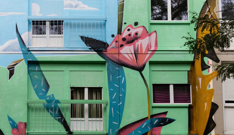 Quartier Bottière Pin Sec, une grande fresque dans le square Souillarderie © Jean-Félix Fayolle