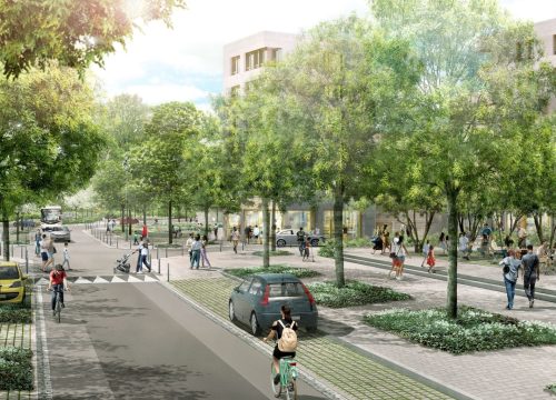 Rue de la Bottière et son pôle commercial ©GLGIMAGESPAYSAGES et Jacqueline Osty : rue de la Bottière