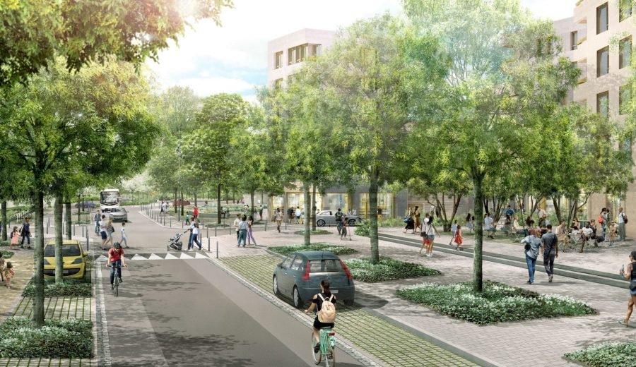 Rue de la Bottière et son pôle commercial ©GLGIMAGESPAYSAGES et Jacqueline Osty : rue de la Bottière